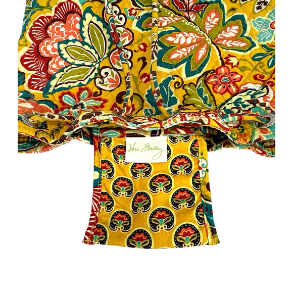 Vera Bradley Provencal Drawstring Backsack Front Pocket Quilt Yellow Blu Retired - Picture 6 of 8